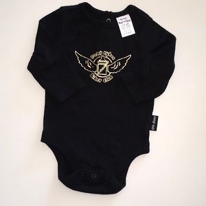 Old Navy black bodysuit 0-3 NWOT biker